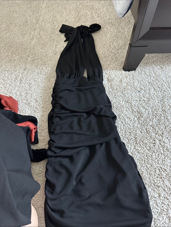 Zara Dresses & Skirts - Black Ruched Halter Dress small Zara